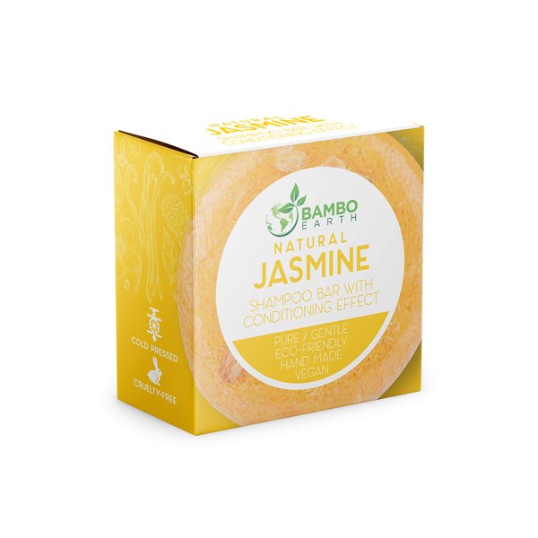 BAMBOEARTH Solid Shampoo Bar And Conditioner Effect Hair Soap – 100% Organic Shampoo Bars For Hair With All Natural Plant Based Essential Oils And Zero Waste Biodegradable Packaging (Jasmine)