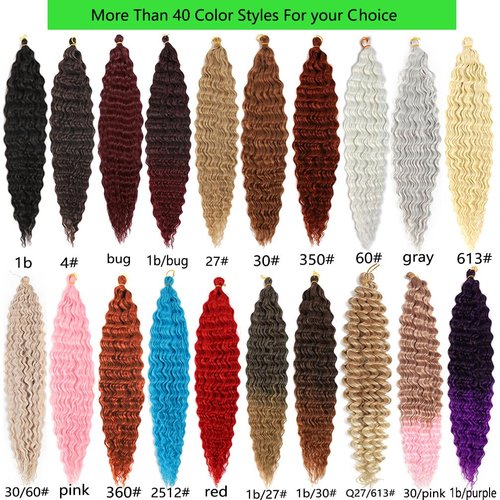 Ocean Wave Crochet Hair 30 Inch Deep Wave Braiding Hair Long Curly Crochet Braids Hair Extensions Ombre Black to Blue 3 Packs