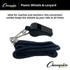 Champion Sports Plastic Whistle with Lanyard - 12 Pack