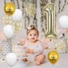 40 Inch Light Gold Number 1 Balloon, 1st Birthday Balloons, Confetti Balloons Gold Birthday Print White Latex Balloons Giant 1 Foil Balloon for Baby Boy Girl 1st Birthday Party Decorations Anniversary