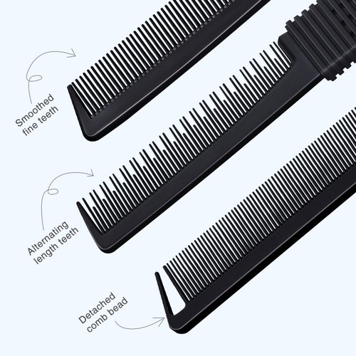 TsMADDTs Rat Tail Combs for Women and Men, 3Pcs Hair Combs Set for Braiding, Parting, Styling, Fine Tooth Comb, Black