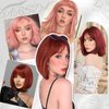 BARSDAR Short Bob Wig With Bangs - 12 Inch Copper Red Wigs for Women Short Bob Wig With Bangs - Natural Looking Soft Heat Resistant Synthetic Hair Replacement Wig Daily Party Halloween - Copper Red