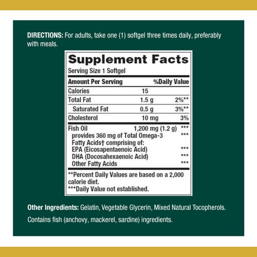 Nature's Bounty Fish Oil Softgels 1200 mg, 320 Count