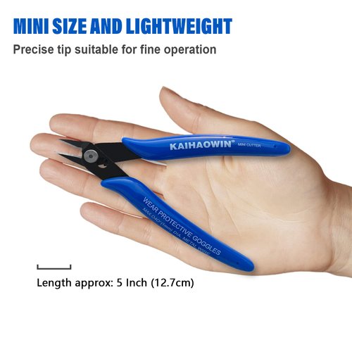 Small Wire Cutters 10 Pack- KAIHAOWIN 170 Wire Flush Cutters Wire Clippers Nippers Clean Cut Pliers Side Cutter Diagonal Cutting Pliers for Electronic Floral Heating Wire Model Sprue Soft Copper, Blue