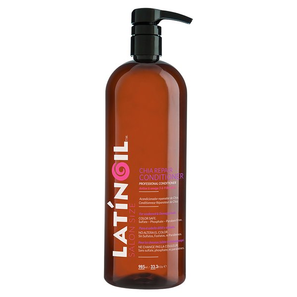 LATINOIL Chia Hair Repair Conditioner Treatment Natural - Sulfate Free, with Keratin, Lanolin for Curly, Dry, Oily, Damaged, Color Treated, Fine, Gray, Bleached, Beard, Locs Wash - Salon Size 33 Oz