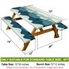 Picnic Table Cover with Bench Covers Camping Essentials Waterproof Windproof Camping Tablecloth with Drawstring Bag, Fitted Rectangle Tables and Seats, 72in, Green Blue
