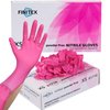 FINITEX Pink Nitrile Disposable Latex Free Gloves - 3.5mil 100PCS/Box Latex Free Powder Free 9inch Gloves Guantes de Nitrilo Cleaning Medical Exam Food Cooking Gloves(100, X-Small)