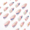 RikView Almond Press on Nails Medium Fake Nails with Swirls Design Colorful Nails for Women 24 PCs/Set