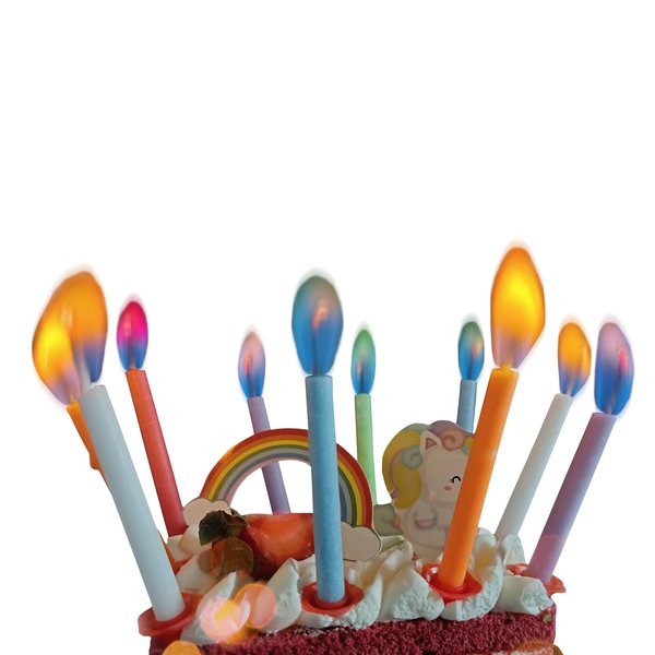 Angel Flames Birthday Cake Candles Happy Birthday Candles with Colored Flames (12pcs per Box, Holders Included) (12, Medium)