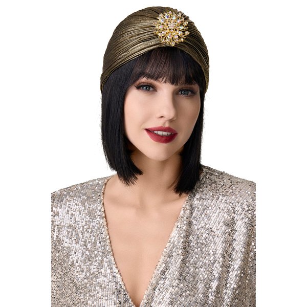 BABEYOND Women's Turban Hat with Crystal Vintage Head Wrap Knit Pleated Turban