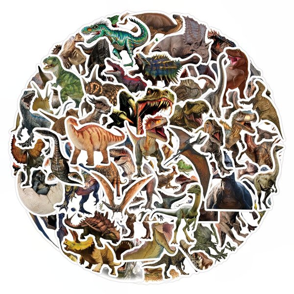 DinoRealistic Dinosaur Stickers for Teens, Waterproof Vinyl Pack - 110 Pack Cute Cartoon Decals for Laptop, Water Bottle, Skateboard, Hydroflask, Phone Bumper
