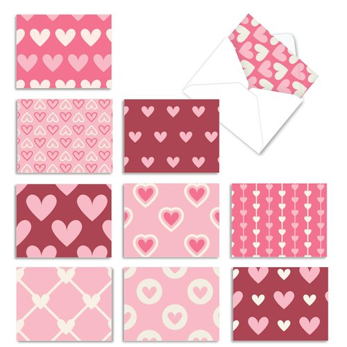 The Best Card Company - 10 Blank Heart Note Cards Boxed (4 x 5.12 Inch) - All Occasion Heartfelt Love Card Assortment - Heartfelt M3058