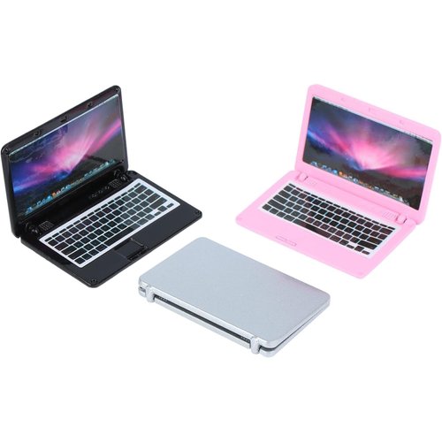 3 Pcs Coforful 1:12 Mini Laptop Set Dollhouse Mini Laptop Scene Miniatures Computer Simulation Notebook Lap Dolls House Furniture Doll Accessories