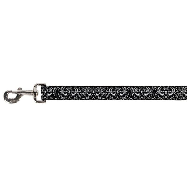 Buckle-Down Pet Leash - Sleeve Skulls Black/Gray - 4 Feet Long - 1.5" Wide