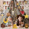 Hokinaa Western Cowboy Party Decorations - 18 Pcs Rodeo West Banners Foil Wild West Hanging Swirls Yee Haw Garland Banner Ceiling Streamers Photography Backdrop for Boys Happy Birthday Decor Supplies