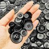 Esoca 650Pcs Black Craft Buttons Bulk Mixed Black Button for Crafts Assorted Size Buttons for Crafting Assortment Variety
