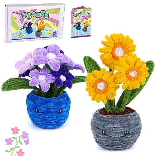 Zlulary Pipe Cleaners, 470PCS Craft Pipe Cleaners, Flower Pipe Cleaner Kit Multi-Colored Chenille Stem with Tutorial Plant Flower Pipe Cleaners Craft Supplies for DIY Art Project Decoration