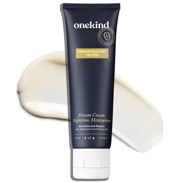 Onekind Dream Cream Nighttime Moisturizer | Multi-Corrective Anti-Aging Moisturizer with Squalane for the Face, Smooths Skin, Reduces Fine Lines, Forehead Wrinkles, Reduces Redness | For Men & Women