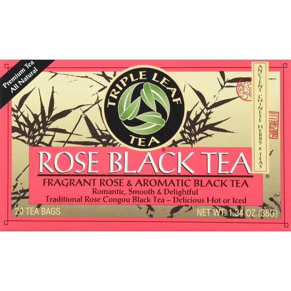 Triple Leaf Tea Black Tea Bags, Rose, 20 Count