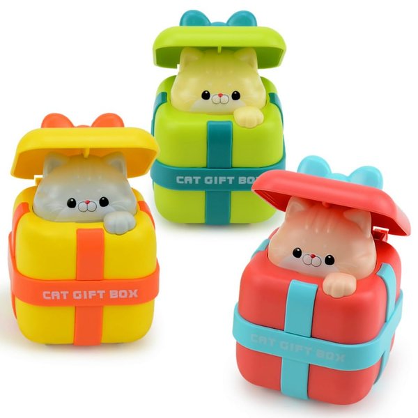 Adeerus Car Toys for Toddlers 1-3, Baby Toy Car for 1 Year Old Girl & Boy, Cat Gift Box Cars for Age 0-2, First Birthday Gift Preschool Animal Car Toys for Kids, Cat Lovers (3Pcs)