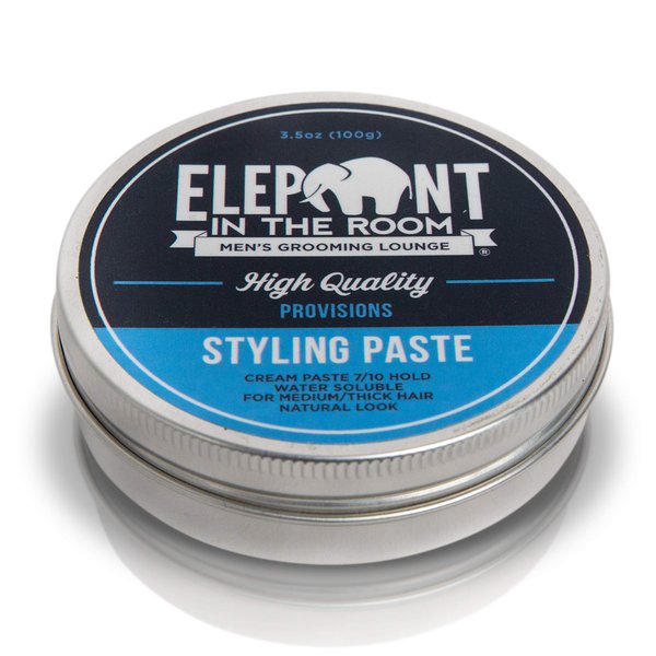 Elephant in the Room Styling Paste Men’s Grooming Lounge - Water Soluble Cream Paste for Men - Strong Styling Cream Paste for Medium to Thick Men’s Hair - 7 Out 10 Hold + Matte, Natural Finish wit