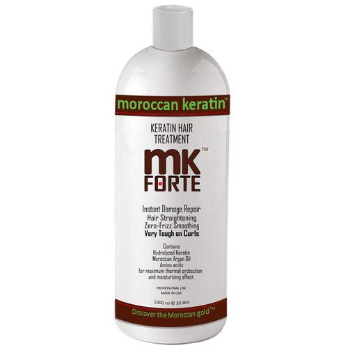 MOROCCAN KERATIN FORTE Brazilian Keratin Hair Treatment Straightening 1000ml Complex Global for All Hair Types Coarse Thick Curly African Black Hispanic Dominican Keratina Para Alisar Pelo Chocolate