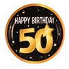 Forum Novelties X81639 50th Birthday Paper Plates 9" (8 in pkt), Black, Gold, White