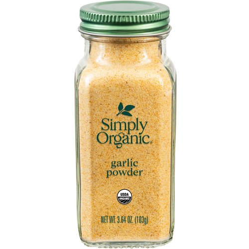 Simply Organic Garlic Powder, 3.64-Ounce Jar, Pure A-Grade Organic Garlic, Dried & Ground, Kosher, No ETO, Non GMO