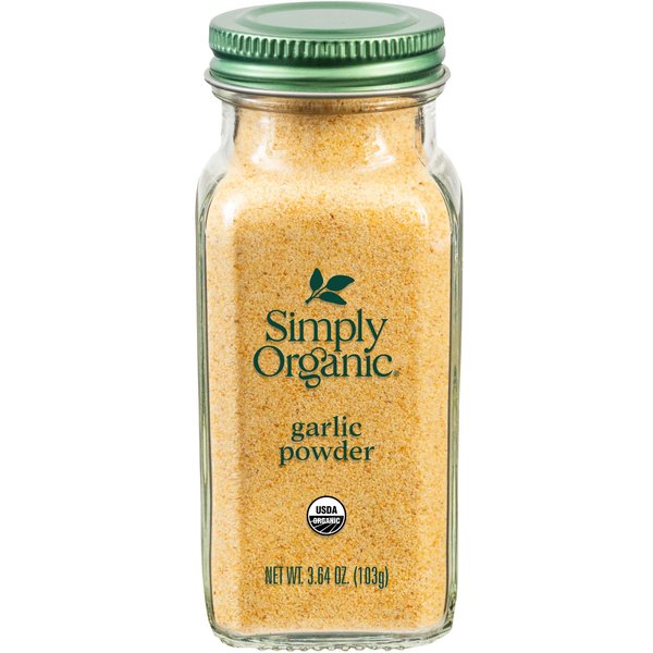 Simply Organic Garlic Powder, 3.64-Ounce Jar, Pure A-Grade Organic Garlic, Dried & Ground, Kosher, No ETO, Non GMO
