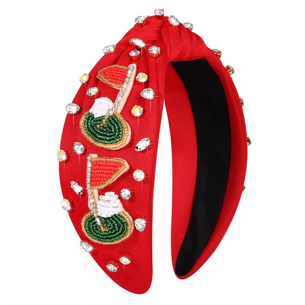 GLBCC Golf Headband Rhinestone Jeweled Knotted Headband Golf Beaded Wide Twist Knot Head Band Game Day Sports Golf Accessory Gift for Golf Mom Coach