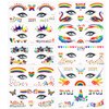 10 Sheets Pride Tattoos, 6.3x2.56 Inch Rainbow Temporary Tattoos Rainbow Face Tattoo Pride Eyes Tattoos for Pride Festivals Party Decoration