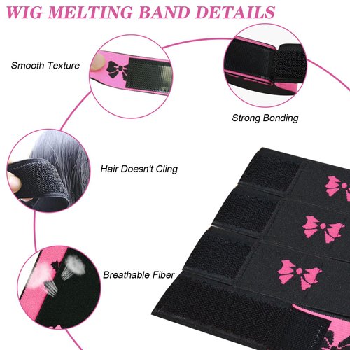BUPPLER Wig Band 2PCS Wig Elastic Bands for Keeping Wigs in Place Lace Melting Band for Wigs Edges Adjustable Elastic Band for Wig Melt Band for Lace wigs front Edge Wrap to Lay Edges