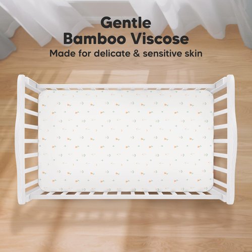 2-Pack Bamboo Viscose Crib Sheets for Boys, Girls - Fitted Crib Sheet, Organic Baby Crib Sheets Neutral, Crib Mattress Sheet, Toddler Bed Sheets, Baby Sheets for Crib, Crib Fitted Sheet (Wildflowers)