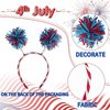 4th of July Pom Head Bopper Pom Pom Headband Fun Fluffy Ball Head Bopper Red White and Blue Spings Pom Headwear Patriotic Accessories for Women Girls Kids Independence Day Parade Party Favors 1PCS