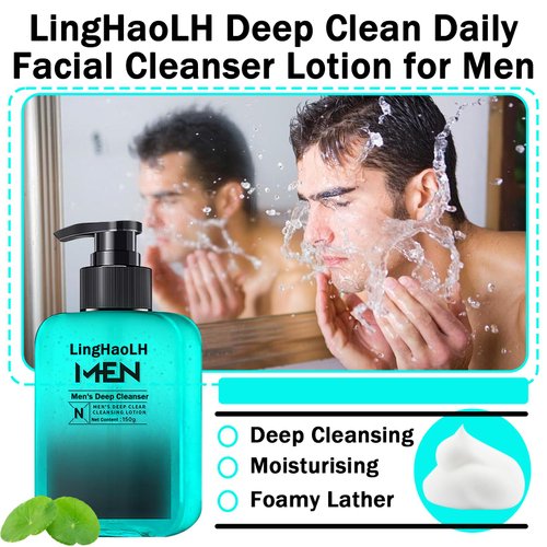LingHaoLH Deep Clean Daily Facial Cleanser Lotion for Men,Gentle Cleansing & Moisturizing Mens Face Wash,Long Lasting Hydrating Men's Face Wash Skincare,150 ml