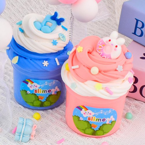 5 Pack Butter Slime Kit, Dual Colors Slime Set with Cute Slime Charms, Soft & No-Sticky, Scented Putty Slime for Party Favors, Birthday Gift, Stress Relief Toys for Girls Boys