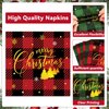 96 Pcs Christmas Paper Plates and Napkins Christmas Xmas Party Supplies Green Red Black Buffalo Plaid Christmas Tree Disposable Tableware Set Merry Christmas Themed Party Favors Holiday Winter Decor