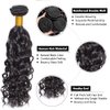 Natural Black Bundles Human Hair Color #1B Kinky Curly Bundles Grade 8A Brazilian Virgin Human Hair 3 Bundles 26 28 30 Inch Double Weft Natural Color Wet and Wavy Bundles