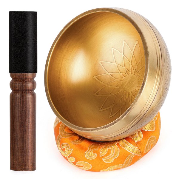 Relaehih Tibetan Singing Bowls Set-100% Hand-hammered in Nepal Sound Bowl for Meditation, Yoga, Chakra, Meditation Accessories, Unique Gifts for Women, Men (3.15 inch) (4 inch)