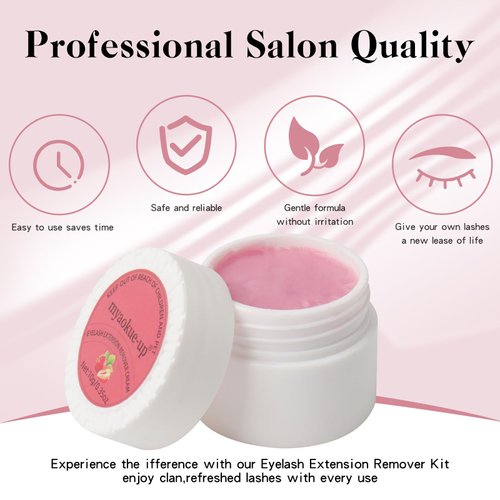Eyelash Extension Remover Kit - 10ML Strawberry Scented Lash Remover for Lash Extensions | Includes Eye Patch & Microswab Brushes | Gentle Formula, Quick Dissolving, No Irritation(Strawberry)
