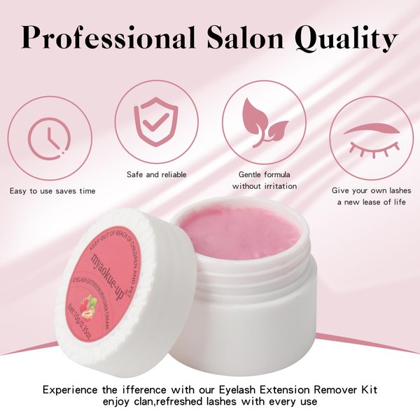 Eyelash Extension Remover Kit - 10ML Strawberry Scented Lash Remover for Lash Extensions | Includes Eye Patch & Microswab Brushes | Gentle Formula, Quick Dissolving, No Irritation(Strawberry)