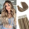 Munx Hair Extensions Tape in Human Hair Ash Brown with Platinum Blonde Seamless Double Sided Invisible Tape Ins for Black Women Human Hair 20 Inch 20pcs 50g/Pack