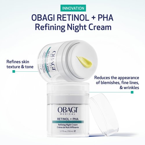 Obagi Medical Retinol + PHA Refining Night Cream - Clinically Proven, Dual-Action, Overnight Anti-Aging Face Cream for Smoother, Renewed Skin & a More Even-Looking Complexion - 1.7 Oz