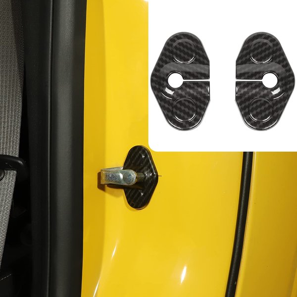 JeCar Door Lock Cover Buckle Decor Trim for 2010-2015 Chevrolet Camaro (Carbon Fiber)