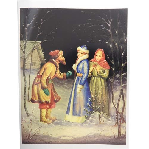 Russian Lacquer Christmas Cards Snow Maiden and Her Parents Box of 12