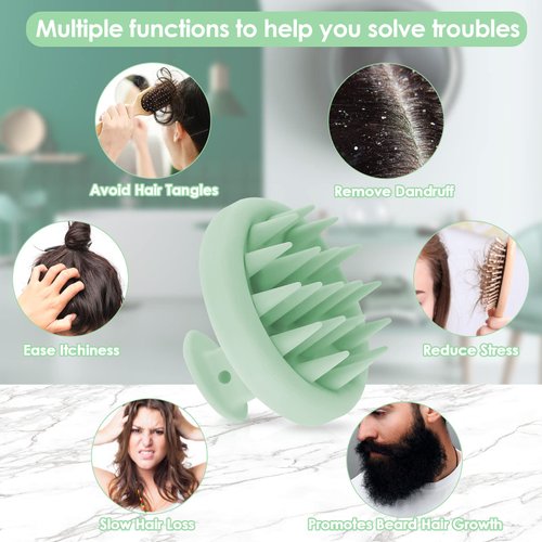 Soft Silicone Hair Scalp Massager Shampoo Brush, Upgraded Hair Scalp Scrubber for Dandruff Removal for Wet Dry Hair Scalp Brush Easily Reach the Root of Thick Curly Hair Scalp Massager Hair Growth