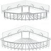 SMARTAKE 2-Pack Corner Shower Caddy, SUS304 Stainless Steel, Wall Mounted Bathroom Shelf with Adhesive, Storage Organizer for Toilet, Dorm and Kitchen (Silver)