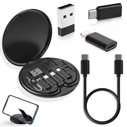 Tek Styz Multi-USB 60W Charging Adapter Cable Kit Compatible with Asus ROG Phone II Ultimate Edition Conversion Plus Stand, 5Gbps Data Transfer USB-C MicroUSB Card Pin Holder Storage