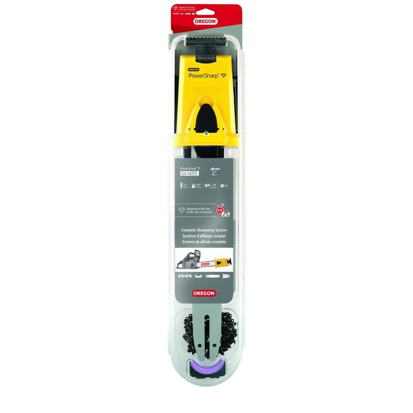 Oregon 16-inch PowerSharp Starter Kit with Bar, Sharpener, and 55 Drive Link PowerSharp Chain, 3/8" Low Profile, 050" Gauge, Portable Sharpening Tool for Chainsaws (541655)