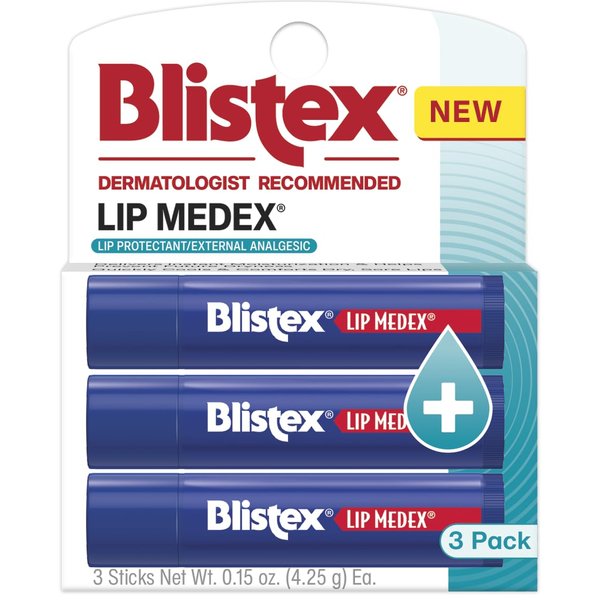 Blistex Lip Medex Stick - Medicated Relief with Soothing Relief - 3 Count, 0.15oz Ea.